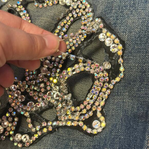 Stella McCartney Crystal Embellished Medium Wash Denim Jeans Size 30 - Picture 13 of 16